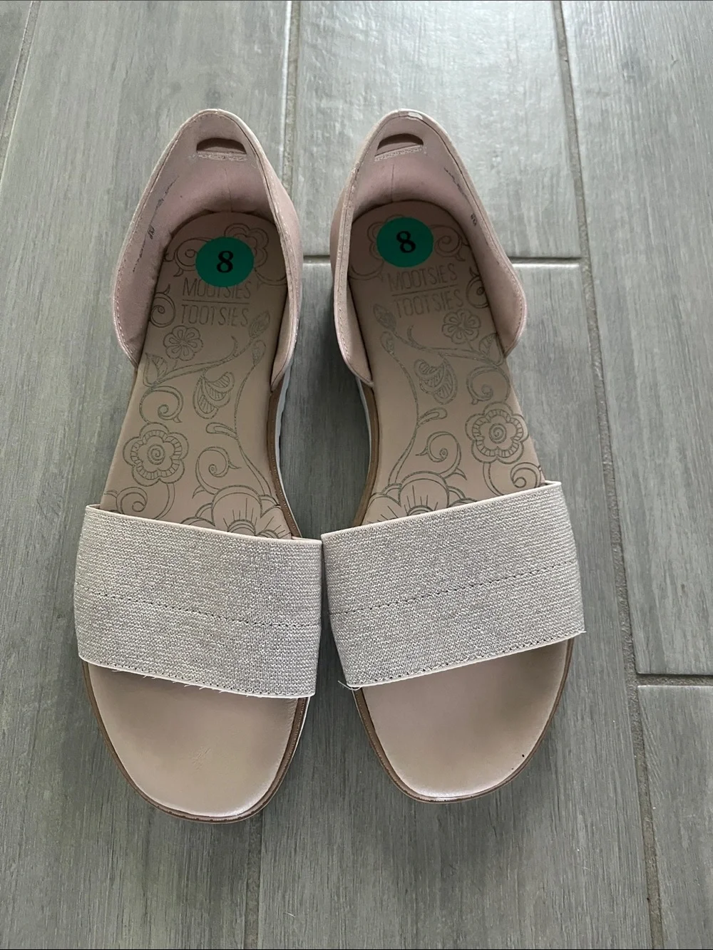 Mootsies Tootsies shimmering Light Pink Elastic Strap Open-Toe Sandals